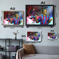 Visual representation of Ronaldinho framed art size options, ranging from S - 21 × 30 cm (8.3 × 11.8 in) to L - 45 × 62 cm (17.7 × 24.4 in), for selecting the right size for your space.