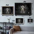 Visual representation of Cristiano Ronaldo free kick framed art size options, ranging from S 21×29.7cm to L 42×62cm, for selecting the right size for your space.
