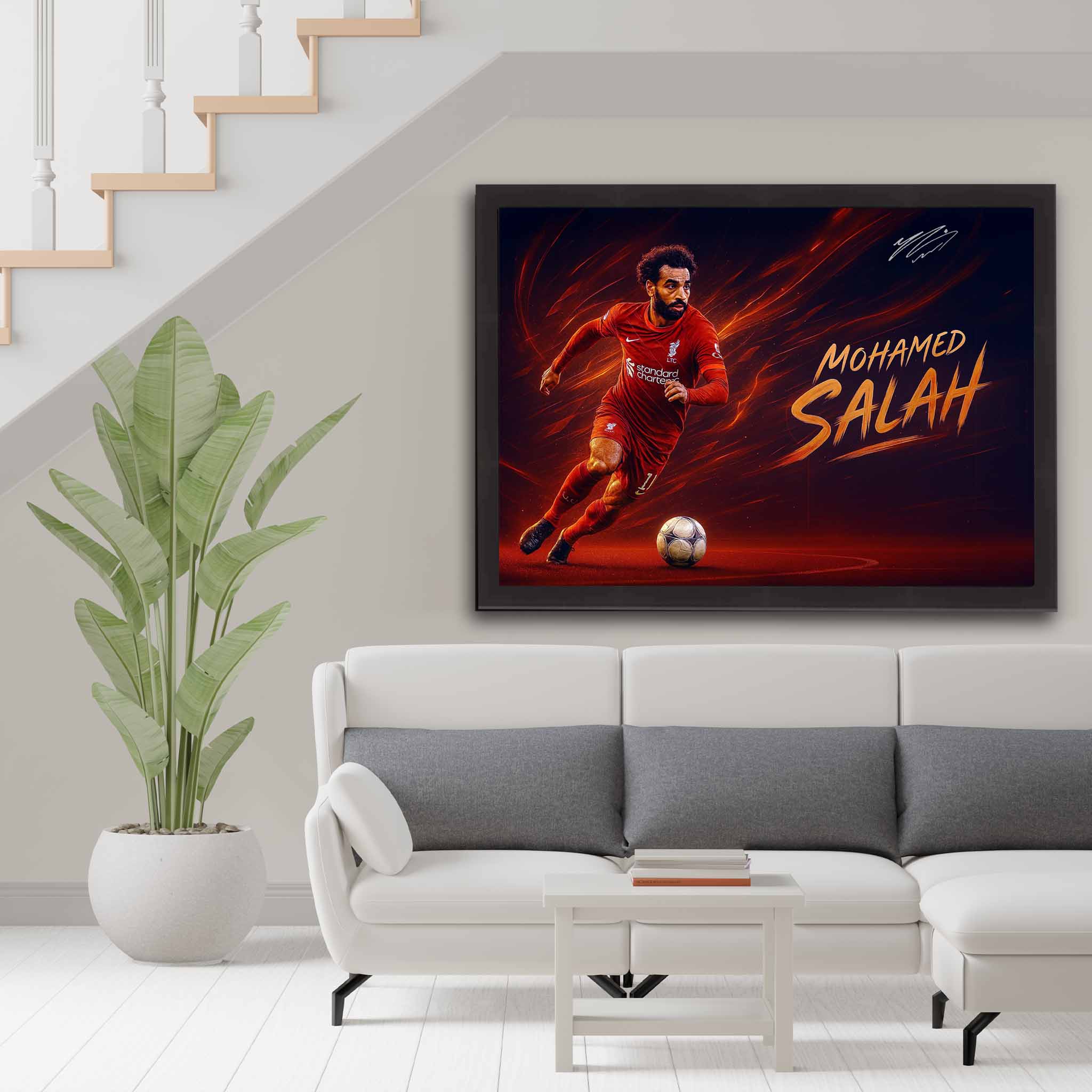 Liverpool FC with Mohamed Salah Wall Decor on display.