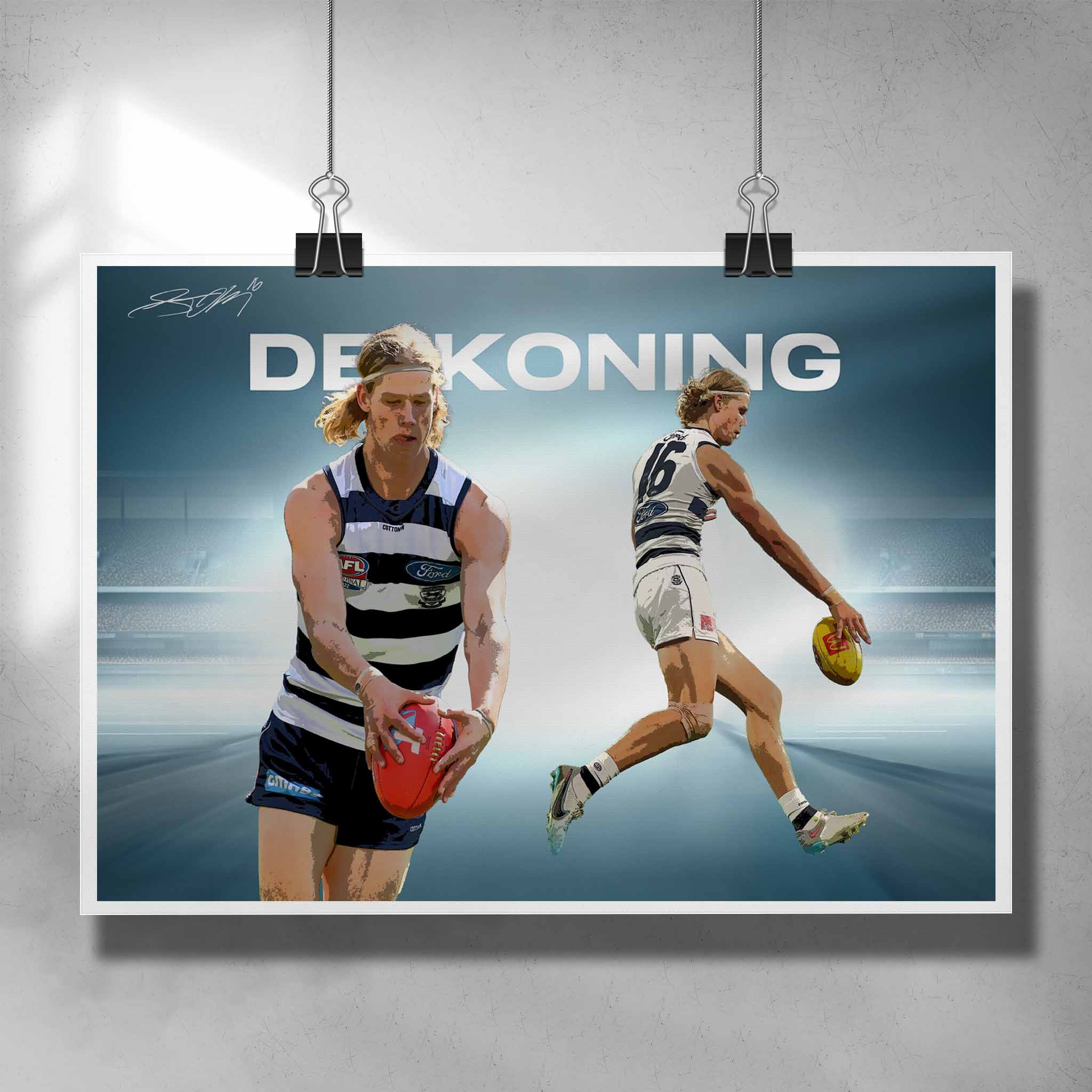 AFL poster by Sports Cave, featuring Sam De Koning from the Geelong Cats.