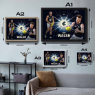 Visual representation of Sam Walsh framed art size options, ranging from A4 to A2, for selecting the right size for your space.