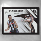 Black framed AFL art by Sports Cave, featuring Scott Pendlebury from the Collingwood Magpies.