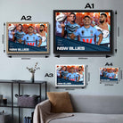 Visual representation of NSW Blues framed art size options, ranging from A4 to A2, for selecting the right size for your space.