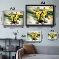 Visual representation of Steph Catley framed art size options, ranging from A4 to A2, for selecting the right size for your space.
