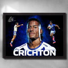 Black framed Stephen Crichton Canterbury Bulldogs NRL Art by Sports Cave.
