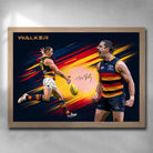 Oak framed AFL art by Sports Cave, featuring Taylor Walker from the Adelaide Crows.