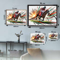 The Autumn Sun Horse Racing Framed Art Sizing Guide. 