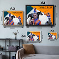 Visual representation of Think it Over framed art size options, ranging from S - 21 × 30 cm (8.3 × 11.8 in) to L - 45 × 62 cm (17.7 × 24.4 in), for selecting the right size for your space.