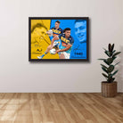 Titans fans house with a framed Gold Coast Titans Art showcased on their wall. 