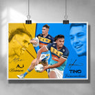 Unique NRL Poster featuring AJ Brimson and Tino Faasuamaleauli from the Gold Coast Tians - Artwork by Sports Cave.