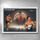 White framed AFL art by Sports Cave, featuring Toby Greene from the GWS Giants.