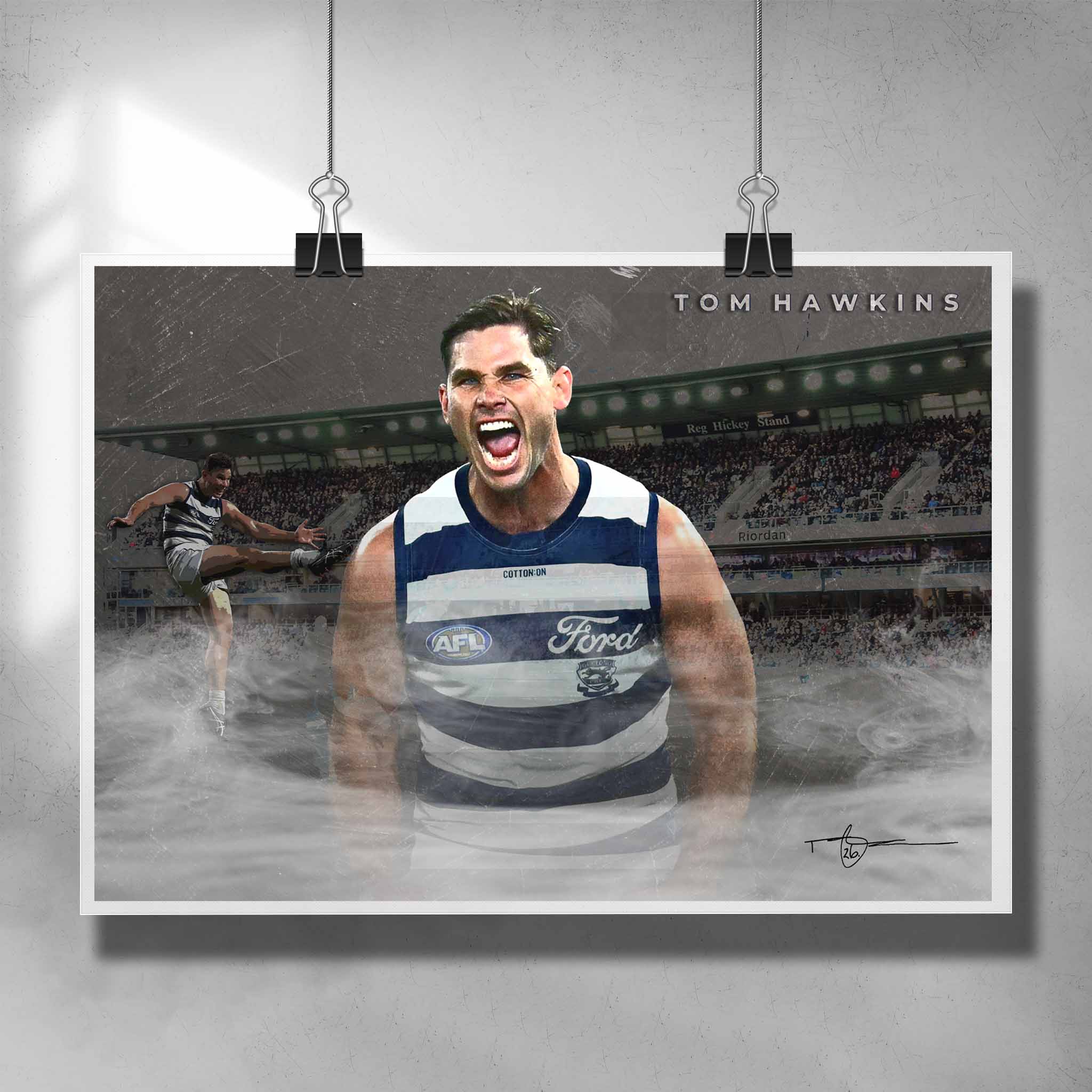 AFL Poster by Sports Cave, featuring Tom Hawkins from the Geelong Cats.