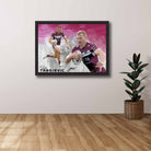 Devoted Manly Sea Eagles fan's tribute: Tom Trbojevic framed art proudly displayed on the wall.