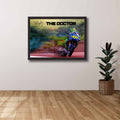 Devoted Moto Gp fan's tribute: Valentino Rossi framed art proudly displayed on the wall.