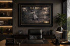 Aaron Judge “All Rise” framed print displayed in a premium office setting, showcasing iconic Yankees moment as sports wall art