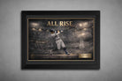 Aaron Judge “All Rise” print in sleek black frame highlighting his 62nd home run moment, premium framed sports art display