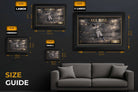 Aaron Judge “All Rise” size guide showing multiple frame dimensions and layout options, ideal for choosing sports art prints size