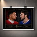 Unframed AFC Supremacy Patrick Mahomes vs Josh Allen NFL wall art design shown with a clean white print border.