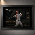 Black framed Albert Pujols 700 baseball wall art featuring The Machine milestone tribute at Dodger Stadium.