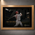 Oak framed Albert Pujols 700 baseball wall art featuring The Machine home run milestone design.