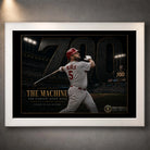 White framed Albert Pujols 700 baseball wall art featuring The Machine home run milestone design.