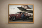 llan Moffat Coca Cola Ford Falcon limited edition print in premium oak frame