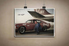 Allan Moffat Coca Cola Ford Falcon unframed poster hanging with clips on wall