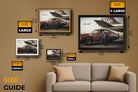Allan Moffat Coca Cola Ford Falcon wall art size guide showing small medium large and extra large frames