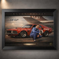 Black framed Allan Moffat sports wall art celebrating Aussie motorsport heritage for V8 collectors and man caves.