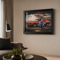 Allan Moffat sports wall art styled in a modern living room for Australian motorsport collectors and V8 fans.