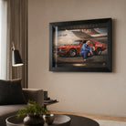 Allan Moffat sports wall art styled in a modern living room for Australian motorsport collectors and V8 fans.