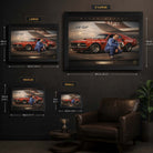 Allan Moffat motorsport wall art size guide showing framed options for Australian V8 racing collectors and man caves.