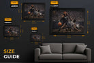 Size guide showing multiple display options for Allen Iverson NBA crossover artwork versus Reed, helping buyers choose sports wall art.