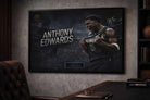 Anthony Edwards NBA framed artwork styled in a contemporary office interior, positioned as premium sports collectibles.