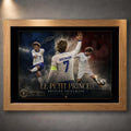 Antoine Griezmann soccer wall art in an oak frame, featuring France-inspired artwork on a dark wall.