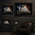 Antoine Griezmann soccer wall art size guide showing small, medium, large and XL framed options.