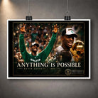 Unframed Kevin Garnett basketball wall art featuring the Anything Is Possible 2008 championship celebration design.