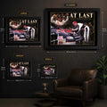 Dale Earnhardt Sr. At Last wall art size guide showing available framed sizes from small to extra large.