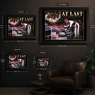 Dale Earnhardt Sr. At Last wall art size guide showing available framed sizes from small to extra large.