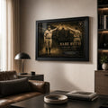 Babe Ruth Called Shot wall art displayed in a premium living room with a black frame and warm neutral styling.