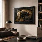 Babe Ruth Called Shot wall art displayed in a premium living room with a black frame and warm neutral styling.