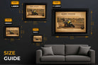 Barry Sheene framed artwork size guide showing multiple dimensions for perfect fit in framed sports memorabilia