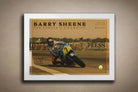 White framed Barry Sheene wall art limited edition print for clean modern UK interiors.