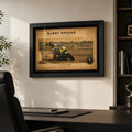 Barry Sheene Suzuki RG500 wall art displayed in a premium office for vintage motorsport fans.