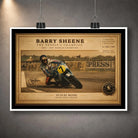 Unframed Barry Sheene Suzuki RG500 sports art print celebrating the fearless 1970s motorcycle racing era for fans.