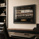 Bathurst 1977 One-Two Finish wall art shown in a premium office setting for Australian motorsport collectors and Ford fans.