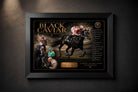 Black Caviar framed sports wall art showcasing the unbeaten racehorse in a premium black collector frame.
