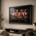 Framed Arsenal football wall art in living room