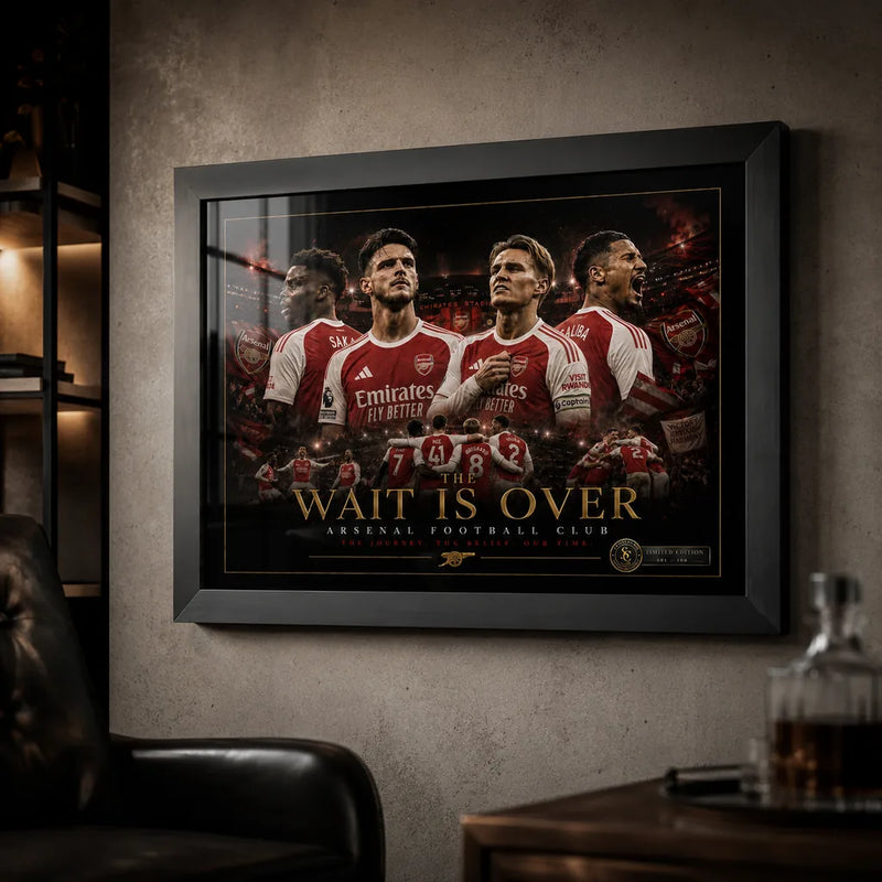 Framed football wall art in man cave