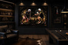 Brian To’o rugby artwork displayed in a modern man cave, bold Panthers theme, ideal man cave wall décor